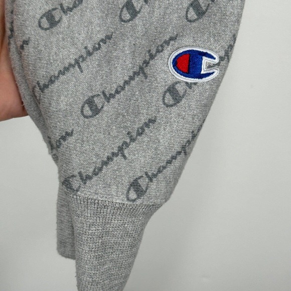 Champion Reverse Weave Sweatshirt Men Medium Gray All Over Print‎ Jersey Cotton - Picture 6 of 9